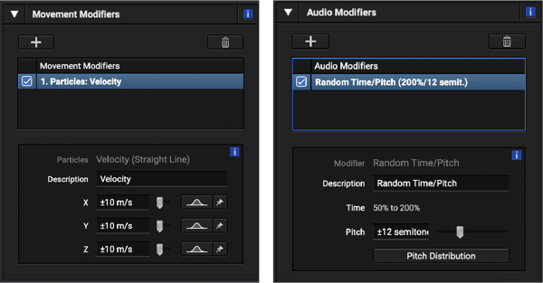 Sound Particles Movement and Audio Modifiers